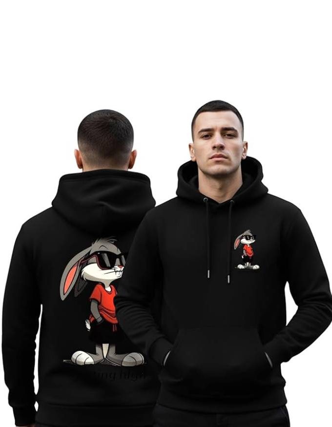 Men’s Cartoon Print Full Sleeve Casual Winter Hooded Sweatshirt