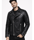 Men’s Brown Leather Jacket | Slim Fit Winter Biker Jacket with Zip Closure