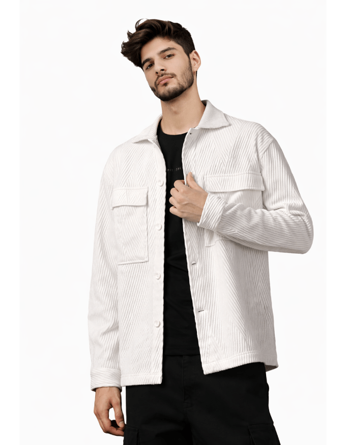 Men's Standard Length Oversized Textured Shacket