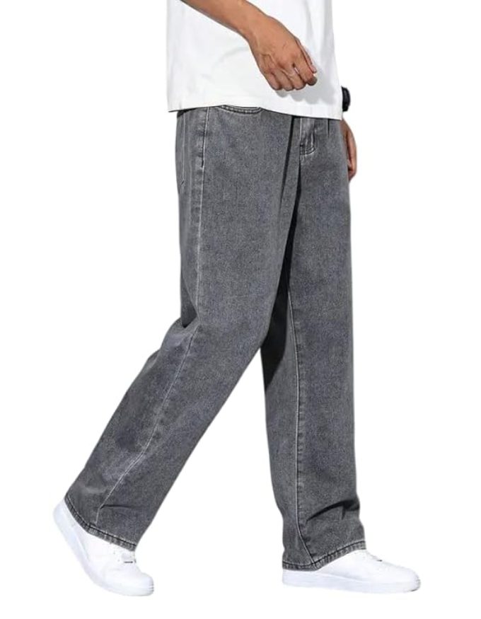 Grey Denim Jeans for Men | Relaxed Straight Fit